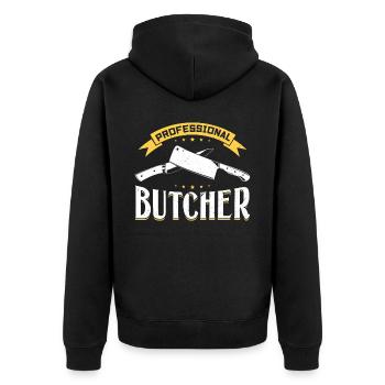 Boucher professionnel - Découpeur de viande - Veste à capuche bio Premium Unisexe - noir - Dos - Nico (187cm)