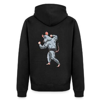 Rat Fitness Gym Motivation - Unisex Premium Organic Zip Hoodie - black - Back - Nico (187cm)