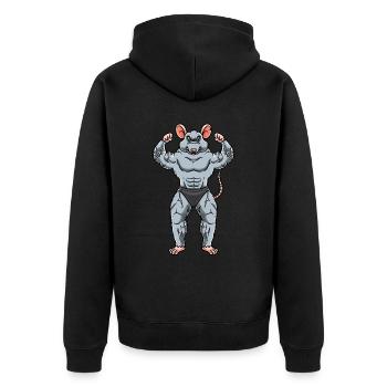 Rat Fitness Gym Motivation - Unisex Premium Organic Zip Hoodie - black - Back - Nico (187cm)