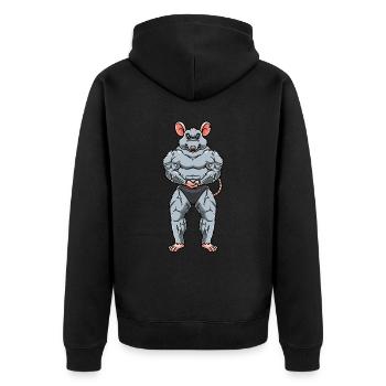 Rat Fitness Gym Motivation - Unisex Premium Organic Zip Hoodie - black - Back - Nico (187cm)