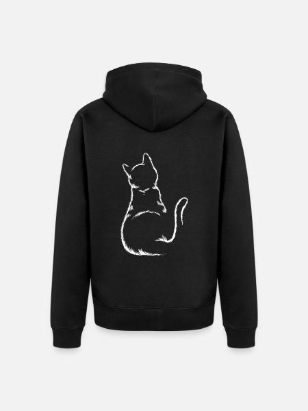 Cats Silhouette Kitten Cat - Unisex Premium Organic Zip Hoodie - black