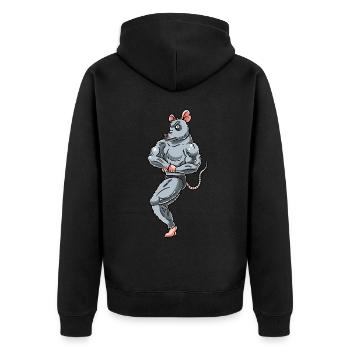 Rat Fitness Gym Motivation - Unisex Premium Organic Zip Hoodie - black - Back - Nico (187cm)