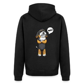 Bernedoodle Hund Stur - Unisex Premium Bio Zip Hoodie - Schwarz - Hinten - Nico (187cm)