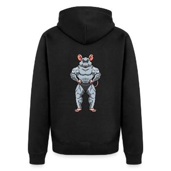 Rat Fitness Gym Motivation - Unisex Premium Organic Zip Hoodie - black - Back - Nico (187cm)