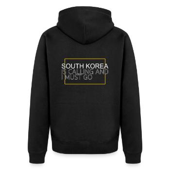South Korea - Unisex Premium Organic Zip Hoodie - black - Back - Nico (187cm)