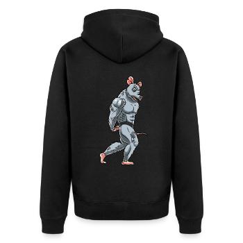 Rat Fitness Gym Motivation - Unisex Premium Organic Zip Hoodie - black - Back - Nico (187cm)
