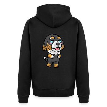 Bernedoodle Dog Laughing Emoticon Kawaii - Unisex Premium Organic Zip Hoodie - black - Back - Nico (187cm)