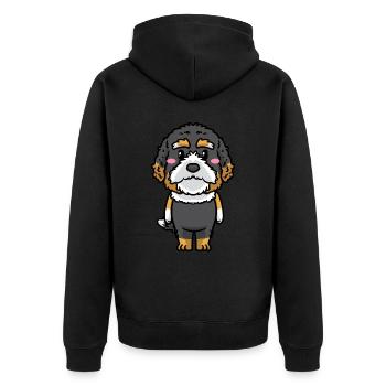 Bernedoodle Dog Laughing Emoticon Kawaii - Unisex Premium Organic Zip Hoodie - black - Back - Nico (187cm)