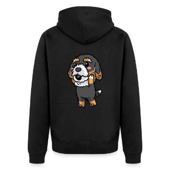 Bernedoodle Dog Laughing Emoticon Kawaii - Unisex Premium Organic Zip Hoodie - black - Back - Nico (187cm)