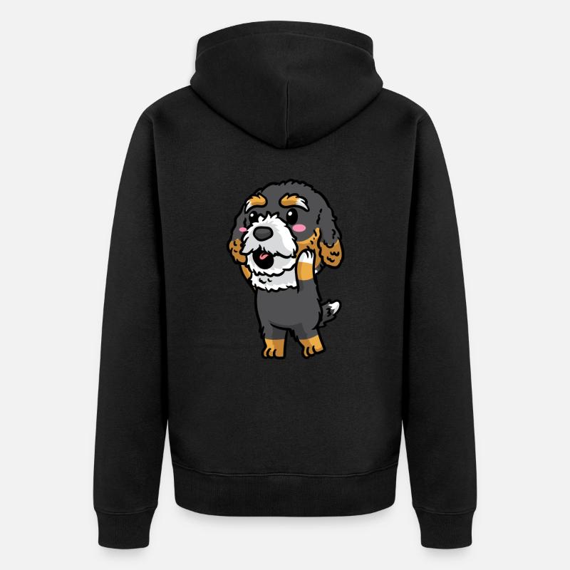 Bernedoodle Chien Riant Emoticon Kawaii - Veste à capuche bio Premium Unisexe - noir