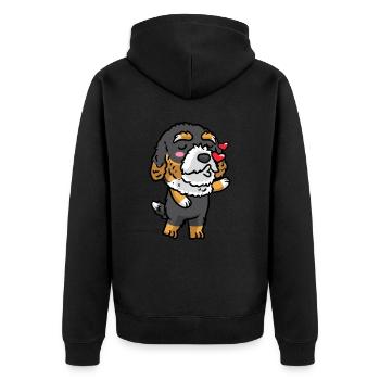 Bernedoodle Dog Laughing Emoticon Kawaii - Unisex Premium Organic Zip Hoodie - black - Back - Nico (187cm)