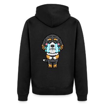 Bernedoodle Dog Laughing Emoticon Kawaii - Unisex Premium Organic Zip Hoodie - black - Back - Nico (187cm)