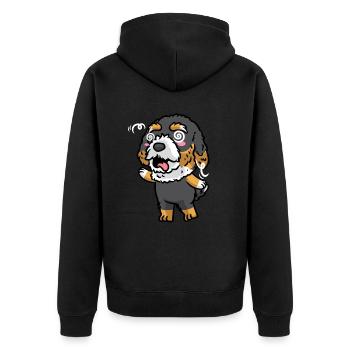 Bernedoodle Dog Laughing Emoticon Kawaii - Unisex Premium Organic Zip Hoodie - black - Back - Nico (187cm)