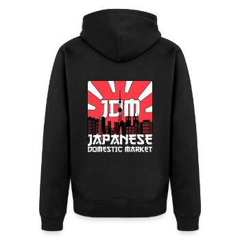 JDM Motorsport Auto Tuning Automotive - Unisex Premium Bio Zip Hoodie - Schwarz - Hinten - Nico (187cm)