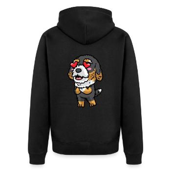 Bernedoodle Dog Laughing Emoticon Kawaii - Unisex Premium Organic Zip Hoodie - black - Back - Nico (187cm)