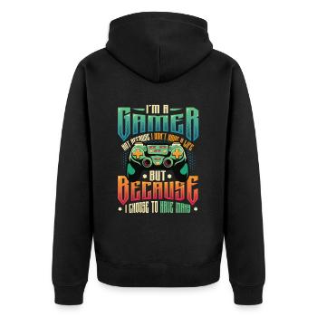 Gamers Have Many Lives Video Games Boys Play - Unisex Premium Organic Zip Hoodie - black - Back - Nico (187cm)