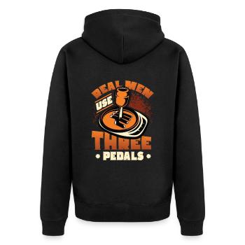 Echte Männer Verwenden Drei Pedale Auto Schalten - Unisex Premium Bio Zip Hoodie - Schwarz - Hinten - Nico (187cm)