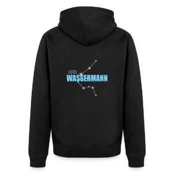 Wassermann Sternzeichen Aquarius Sternbild - Unisex Premium Bio Zip Hoodie - Schwarz - Hinten - Nico (187cm)