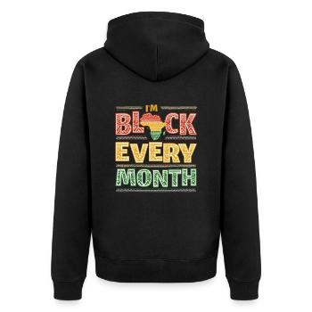 Ich Bin Schwarz Jeden Monat Schwarze Geschichte - Unisex Premium Bio Zip Hoodie - Schwarz - Hinten - Nico (187cm)