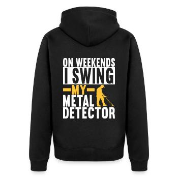 Metal detector detectorist Sondler - Unisex Premium Organic Zip Hoodie - black - Back - Nico (187cm)