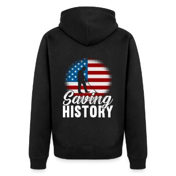Metal detector detectorist Sondler - Unisex Premium Organic Zip Hoodie - black - Back - Nico (187cm)
