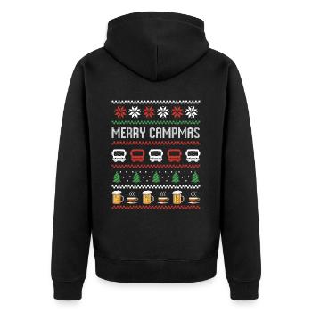Camping Wohnmobil Bier Kaffee Hässliche Weihnachten - Unisex Premium Bio Zip Hoodie - Schwarz - Hinten - Nico (187cm)