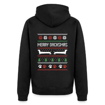 Teckel Saucisse Chien Pull de Noël moche - Veste à capuche bio Premium Unisexe - noir - Dos - Nico (187cm)