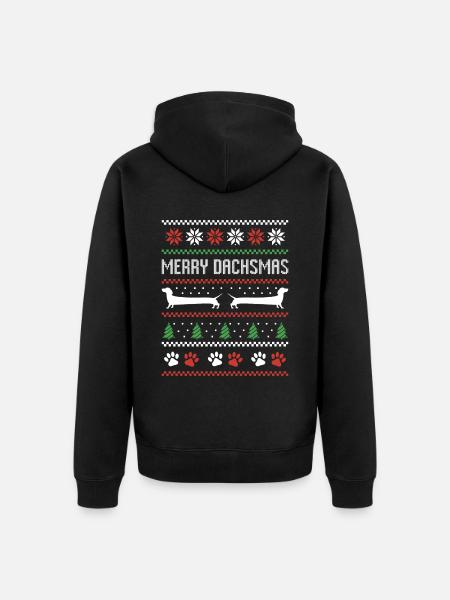 Dackel Wurst Hund Hässlicher Weihnachtspullover - Unisex Premium Bio Zip Hoodie - Schwarz