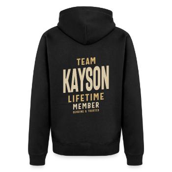 Nom personnalisé du membre à vie de l’équipe Kayson - Veste à capuche bio Premium Unisexe - noir - Dos - Nico (187cm)