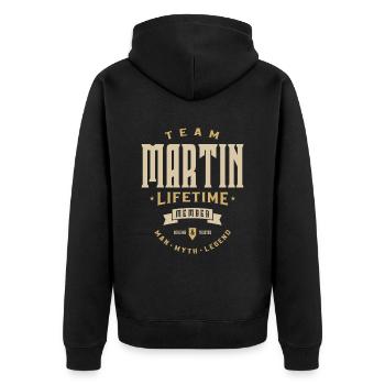Nom personnalisé du membre à vie de l’équipe Martin - Veste à capuche bio Premium Unisexe - noir - Dos - Nico (187cm)