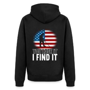 Metal detector detectorist Sondler - Unisex Premium Organic Zip Hoodie - black - Back - Nico (187cm)