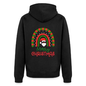 Weihnachten Regenbogen Frohe Weihnachten - Unisex Premium Bio Zip Hoodie - Schwarz - Hinten - Nico (187cm)