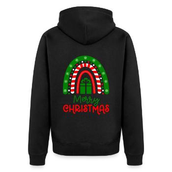 Weihnachten Regenbogen Frohe Weihnachten - Unisex Premium Bio Zip Hoodie - Schwarz - Hinten - Nico (187cm)