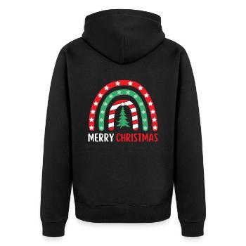 Weihnachten Regenbogen Frohe Weihnachten - Unisex Premium Bio Zip Hoodie - Schwarz - Hinten - Nico (187cm)