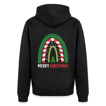 Weihnachten Regenbogen Frohe Weihnachten - Unisex Premium Bio Zip Hoodie - Schwarz - Hinten - Nico (187cm)