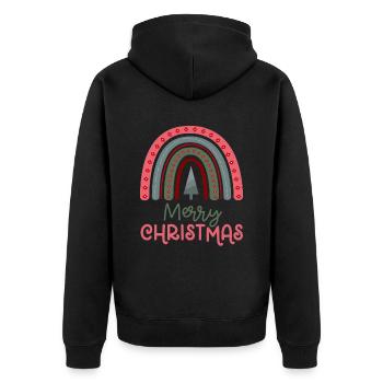 Weihnachten Regenbogen Frohe Weihnachten - Unisex Premium Bio Zip Hoodie - Schwarz - Hinten - Nico (187cm)