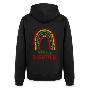 Weihnachten Regenbogen Frohe Weihnachten - Unisex Premium Bio Zip Hoodie - Schwarz - Hinten - Nico (187cm)