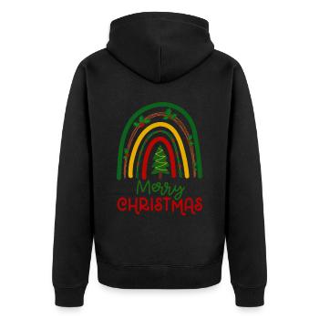 Weihnachten Regenbogen Frohe Weihnachten - Unisex Premium Bio Zip Hoodie - Schwarz - Hinten - Nico (187cm)