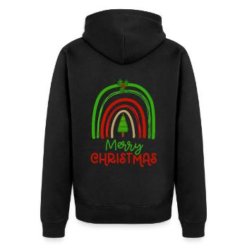 Weihnachten Regenbogen Frohe Weihnachten - Unisex Premium Bio Zip Hoodie - Schwarz - Hinten - Nico (187cm)