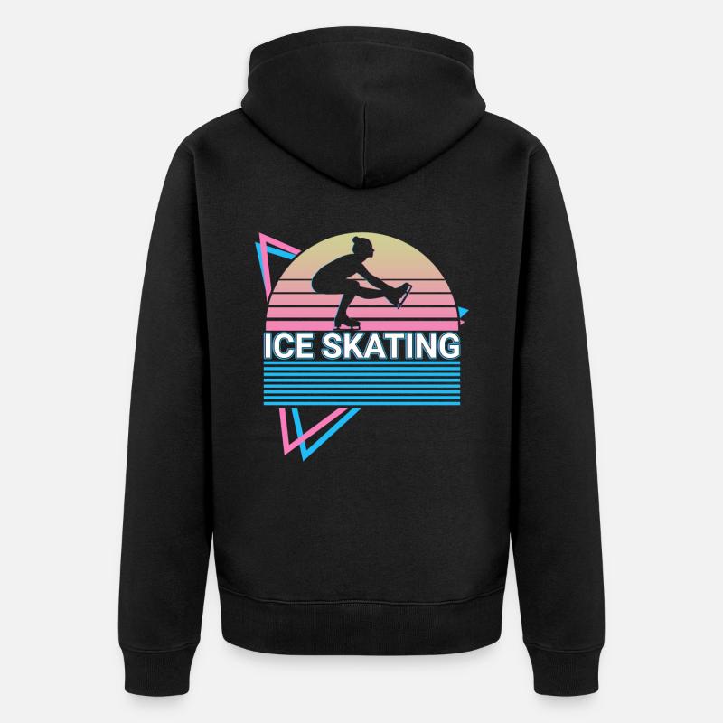 Patinage sur glace Rétro Patinage - Veste à capuche bio Premium Unisexe - noir
