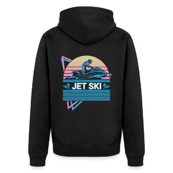 Jet Ski Retro - Unisex Premium Bio Zip Hoodie - Schwarz - Hinten - Nico (187cm)