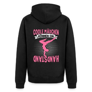 Handstände Turnerin Damen Mädchen Turner Kopfüber - Unisex Premium Bio Zip Hoodie - Schwarz - Hinten - Nico (187cm)