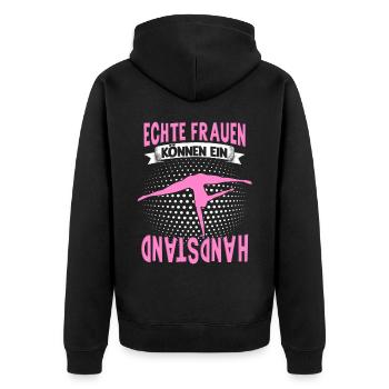 Handstände Turnerin Damen Mädchen Turner Kopfüber - Unisex Premium Bio Zip Hoodie - Schwarz - Hinten - Nico (187cm)