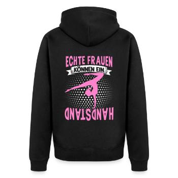 Handstände Turnerin Damen Mädchen Turner Kopfüber - Unisex Premium Bio Zip Hoodie - Schwarz - Hinten - Nico (187cm)