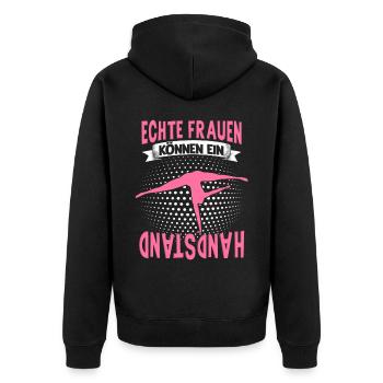 Handstände Turnerin Damen Mädchen Turner Kopfüber - Unisex Premium Bio Zip Hoodie - Schwarz - Hinten - Nico (187cm)