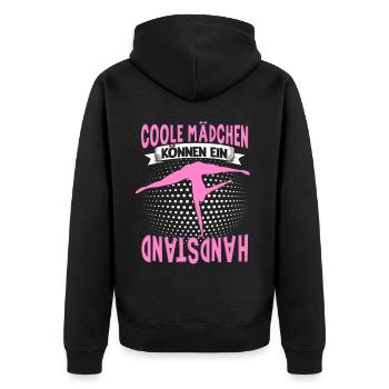 Handstände Turnerin Damen Mädchen Turner Kopfüber - Unisex Premium Bio Zip Hoodie - Schwarz - Hinten - Nico (187cm)