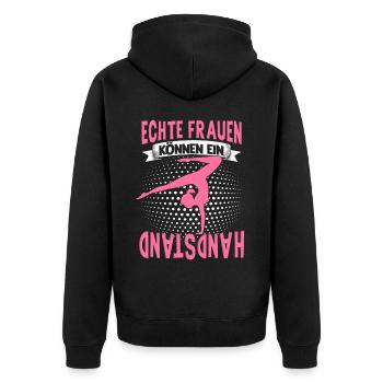 Handstände Turnerin Damen Mädchen Turner Kopfüber - Unisex Premium Bio Zip Hoodie - Schwarz - Hinten - Nico (187cm)