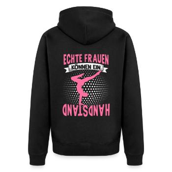 Handstände Turnerin Damen Mädchen Turner Kopfüber - Unisex Premium Bio Zip Hoodie - Schwarz - Hinten - Nico (187cm)