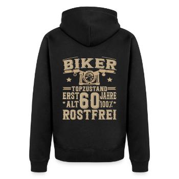 60 Geburtstag Mann Biker 60 Jahre Motorrad - Unisex Premium Bio Zip Hoodie - Schwarz - Hinten - Nico (187cm)