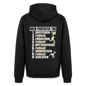 Fussballer Fussball Fan Fußballer Fußball - Unisex Premium Bio Zip Hoodie - Schwarz - Hinten - Nico (187cm)